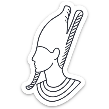 Osiris head, iconic silhouette only, no facial features, hand drawn black outlined icon sticker