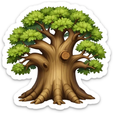 realistic oak tree with detailed bark and branches sticker