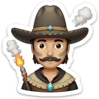 a bandito with smoke covering him sticker