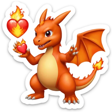Charizard throwing a heart  sticker