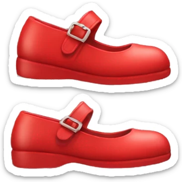 red mary jane shoe with 2 straps sticker