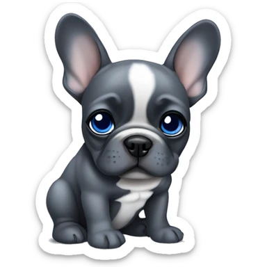 Dark Gray French Bulldog puppy with blue eyes sticker