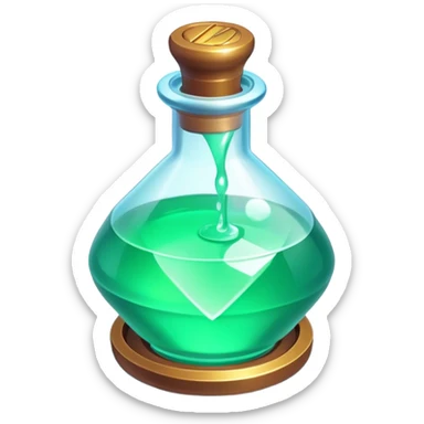 Clash of Clans aesthetic: Cinematic Playful 3D Isometric Health Potion Emoji, rendered in a 3D vector-style similar to standard emojis with minimal shading and bold, simplified shapes. A compact, distinct form with signature details, softly glowing with a fantasy RPG magic charm. Simplified yet unmistakably iconic, highly detailed and consistent, glowing with a soft radiance and high shine. Stylized with a touch of heroic grandeur and a soft glowing outline, capturing the essence of a beloved gaming relic with a friendly, playful manner! sticker