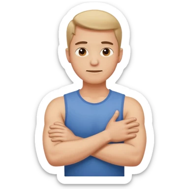 arms crossed holding neck guy sticker