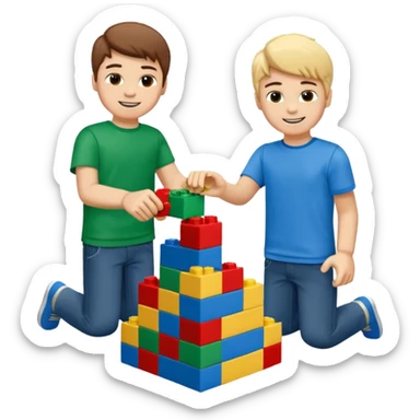 boys playing with legos full body sticker