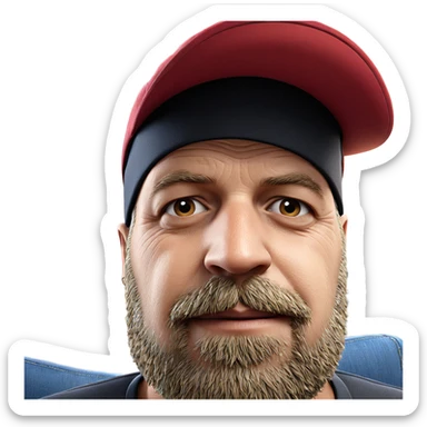 portrait of a man with hat sticker