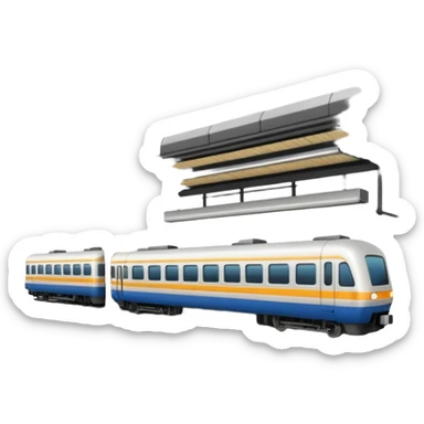 train station scene with platform and train sticker