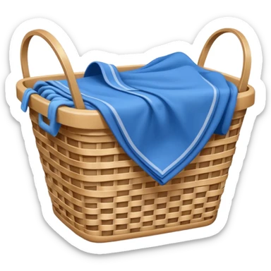 LAUNDRY white BASKET WITH FOLDED blue CLOTHES sticker