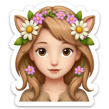 Adult Cute human like fawn with flowers sticker