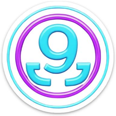 futuristic minimalistic emoji icon, letters "G" formed by three glowing digital lines representing Storm, Atom and NoizeGames, neon purple (#8B5CF6) and cyan (#00E0FF) on dark background, modern tech style, 1:1 aspect ratio sticker