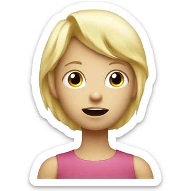 talking blond child with speech bubble near ble eyes sticker