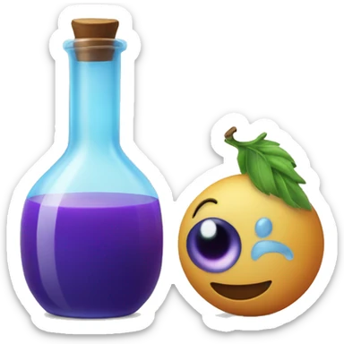 Potion with blie juice sticker