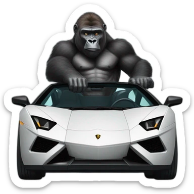 Gorilla driving a Lambo sticker