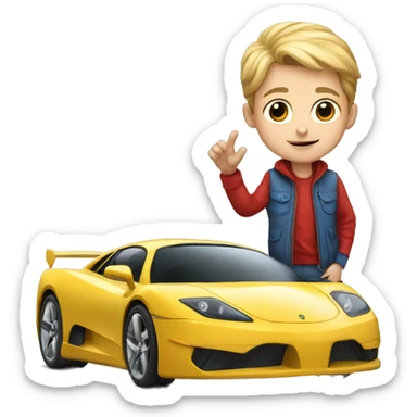SUPER CAR WITH A YOUNG BOY sticker