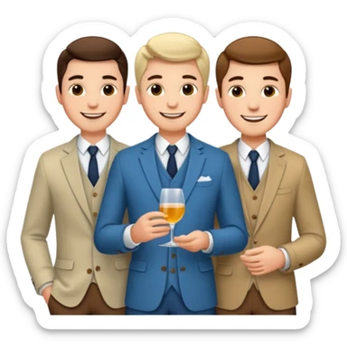 3 men on a date sticker