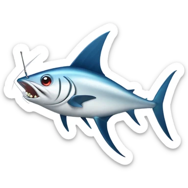 Swordfish with a lure in its mouth sticker