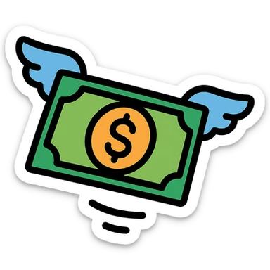 flying cash sticker