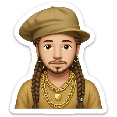 post malone with gold chain necklace, wearing hat, dreadlock hair  sticker