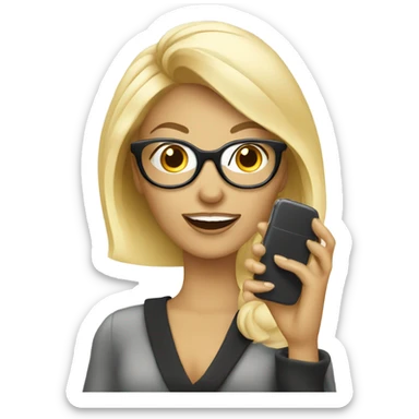 Glamorous Blonde woman wearing glasses calling on cell phone sticker