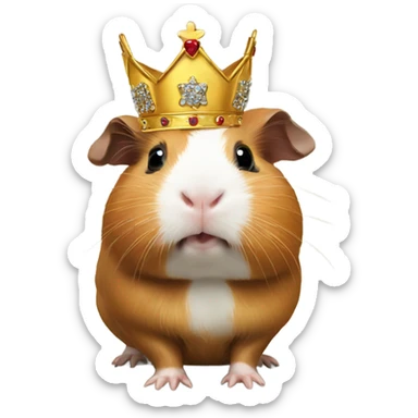 Guinea pig wearing a crown sticker