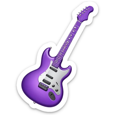 a purple Christmas ornament with a guitar sticker