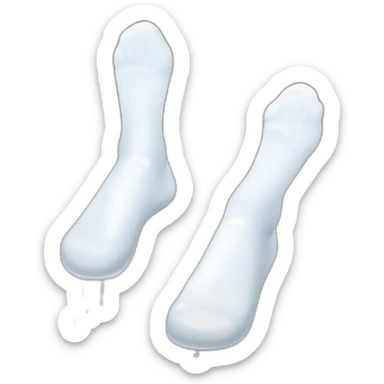 Two feet wearing white socks Soaking wet from the rain and footprint of water on the ground sticker