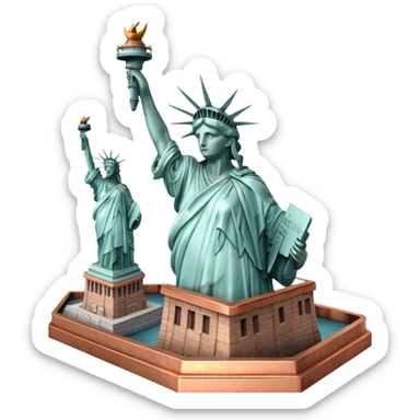 cinematic-realistic-statue-of-liberty-landmark-emoji,-depicted-with-the-iconic,-majestic-statue-set-against-a-clear-sky-rendered-with-detailed-textures-and-dramatic,-symbolic-lighting. sticker