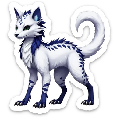 Kawaii dark edgy fantasy feline-vernid-sergal-fursona animal creature with a tufted tail full body with intricate markings  sticker