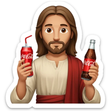 Jesus christ with a coke in his one hand sticker