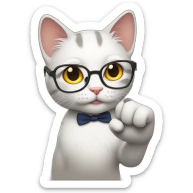 Nerd cat raising his finger sticker