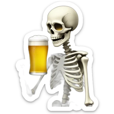 skeleton drinking a beer sticker