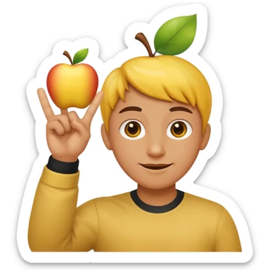 single yellow Apple emoji hand holding up three fingers for 3-0-4, festive background, celebratory accents sticker