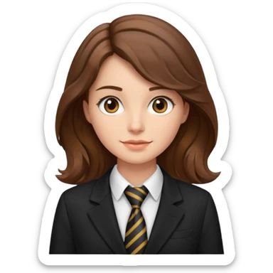 wavy brown haired woman with tie and blazer sticker
