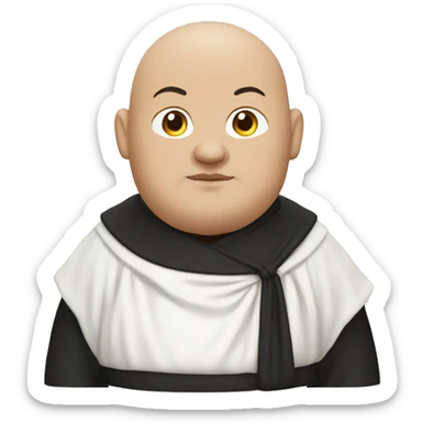 fat monk in black and white robe sticker