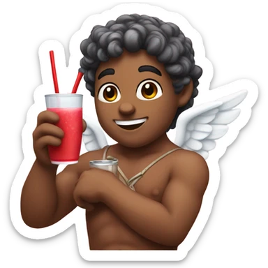 Cupid with a drink sticker
