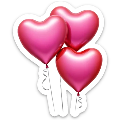 Realistic metallic pink and red heart balloons sticker