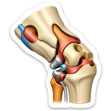 Articulacion de la rodilla en flexión mostrando los ligamentos  sticker