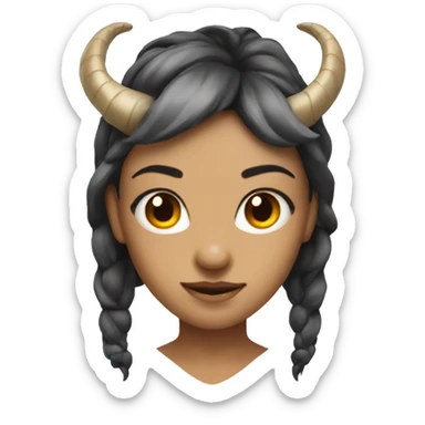 gilr with tail and horns on head with dragon eyes sticker