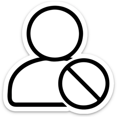 generic person icon of portrait rights with prohibition sign circle with slash overlay, simple bold lines, easily readable at small sizes sticker