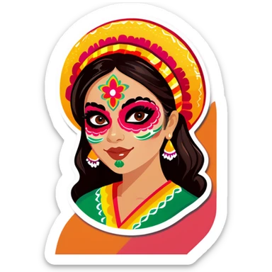 Pree teen with Mexican makeup sticker