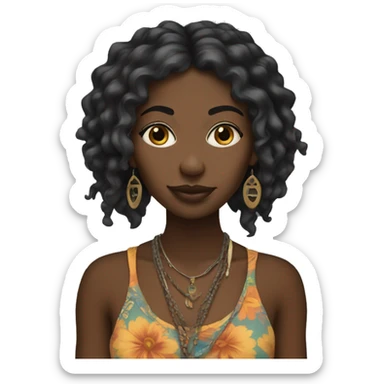 Black hippie girl sticker
