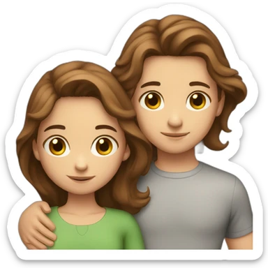 boy-brown-hair strong hug girl with brown-hair sticker