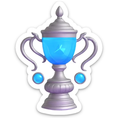 movie-accurate Triwizard Cup from Harry Potter with its iconic hexagonal shape, two large curved serpent handles, metallic silver with blue glow sticker