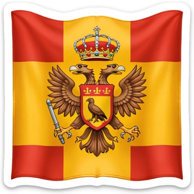 Bandera de españa actual con un águila marrón en el escudo sticker