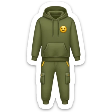 Crie um conjunto de moletom, moletom e calça, na cor verde militar  sticker