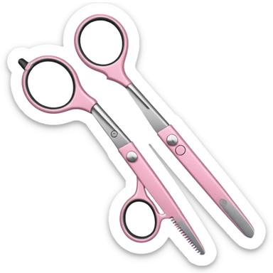 hairdressing scissors with pastel pink handles sticker