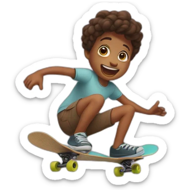 a character who skateboards with this face 😩 and rolls over a puddle sticker