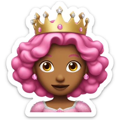 pink princess with crown sticker