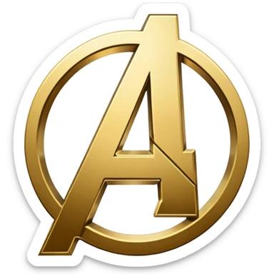 avengers logo gold color with transparent background, the inner circle area should be empty, leaving just the letter solid and the inner outline as well sticker