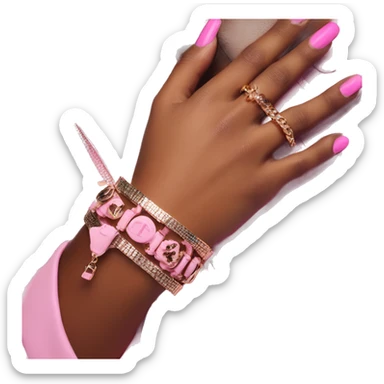 hand luxury bracelet pink nails sticker